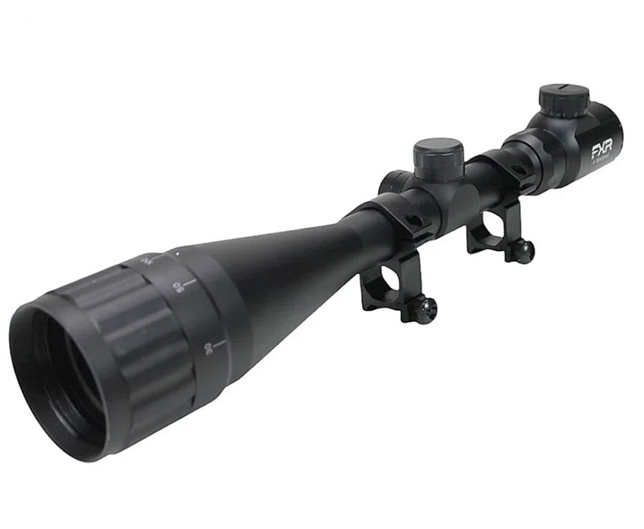Carabina PCP Rossi T-REX Montecarlo Madeira Big Bore 6,35mm + Capa + Bomba + Chumbinho + Alvos + Luneta 4-16x50 + Kamuff 60ml + Bipe ajustável