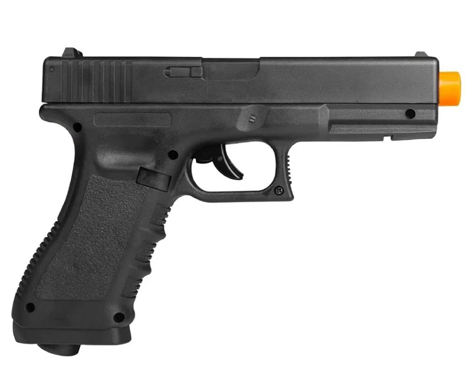 Pistola de Airsoft Gás CO2 Glock G17 6,0mm - Rossi + BBs + Co2 + Case + Alvos + Laser