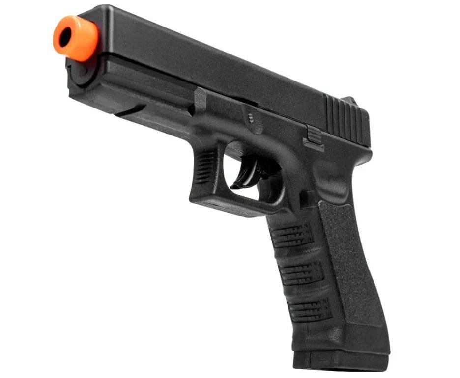 Pistola de Airsoft Gás CO2 Glock G17 6,0mm - Rossi + BBs + Co2 + Case + Alvos + Laser
