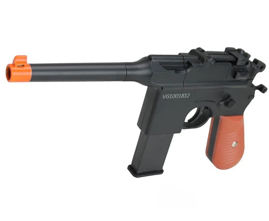 Pistola de Airsoft VG Mauser C96 V10 Metal Mola 6mm - VG Rossi + Case + BBS