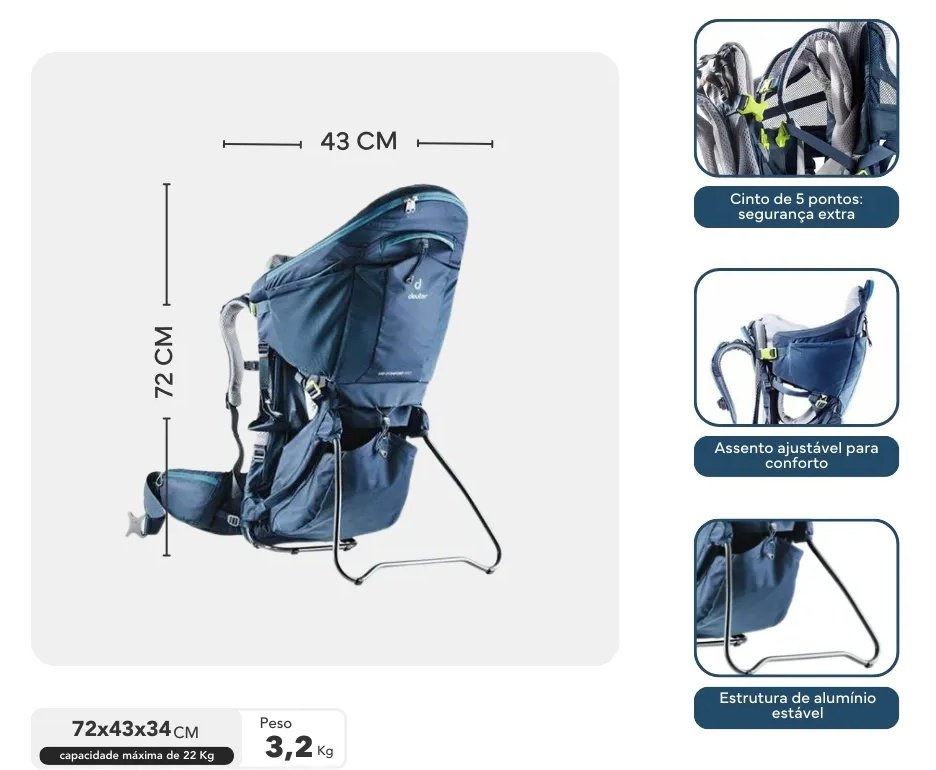 Mochila Deuter Kid Comfort New Azul