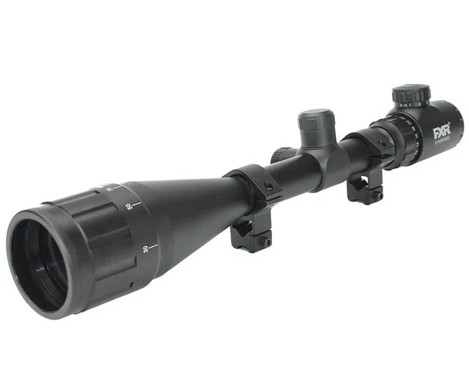 Carabina de Pressão Rossi PCP R35-X Semi Auto BP Wood 6,35mm + Case / Capa + Bomba + Luneta 6-24x50+ Alvos + Chumbos + Kamuff + Desengripante / Anticorrosivo
