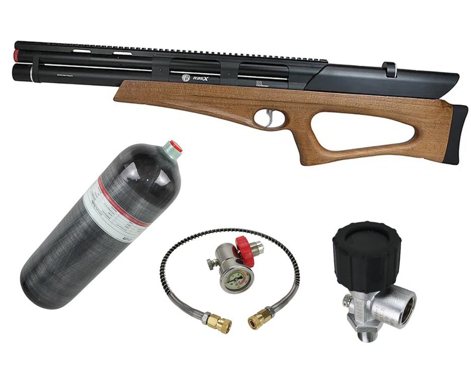 Carabina de Pressão Rossi PCP R35-X Semi Auto BP Wood 6,35mm + Scuba 6,8 L