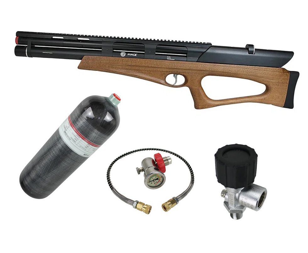 Carabina de Pressão Rossi PCP R35-X Semi Auto BP Wood 6,35mm + Scuba 6,8 L
