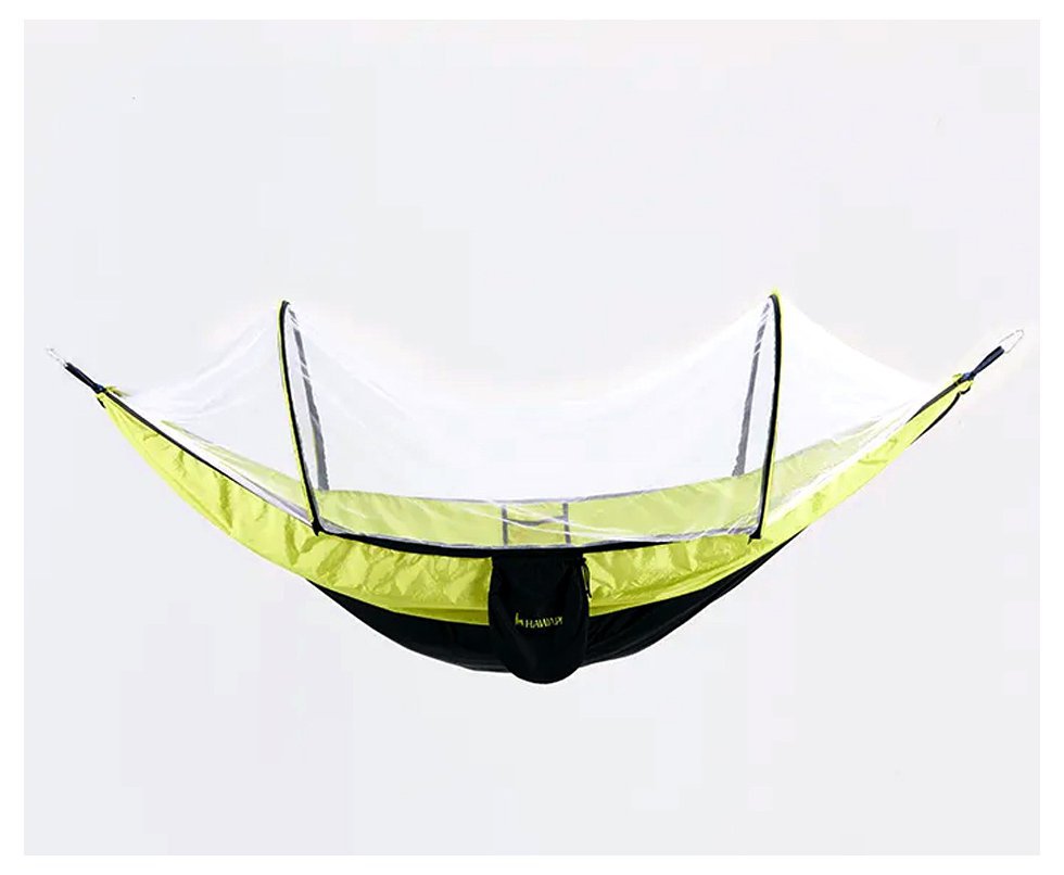 Rede Hawapi Samay Cap. 200kg C/ Tela Mosquiteira Cinta 2 Mosquetões Verde Limão