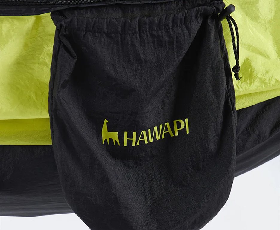 Rede Hawapi Samay Cap. 200kg C/ Tela Mosquiteira Cinta 2 Mosquetões Verde Limão