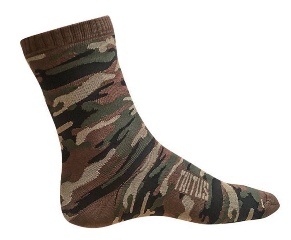 Meia Camuflada Taitus Cano Medio Punho Calcanhar e Dedos Marrom