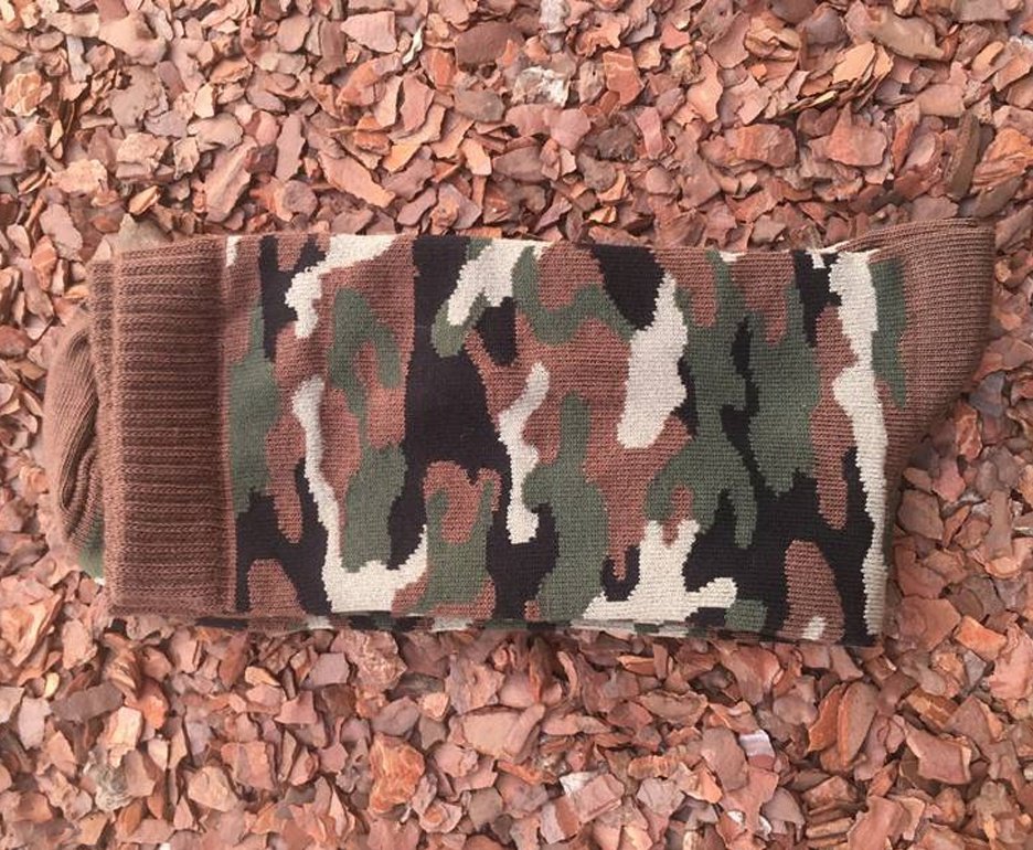 Meia Camuflada Taitus Cano Medio Punho Calcanhar e Dedos Marrom