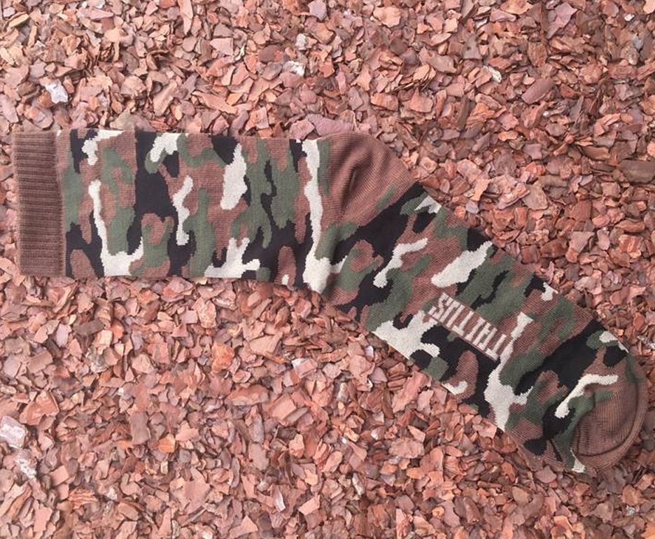 Meia Camuflada Taitus Cano Medio Punho Calcanhar e Dedos Marrom