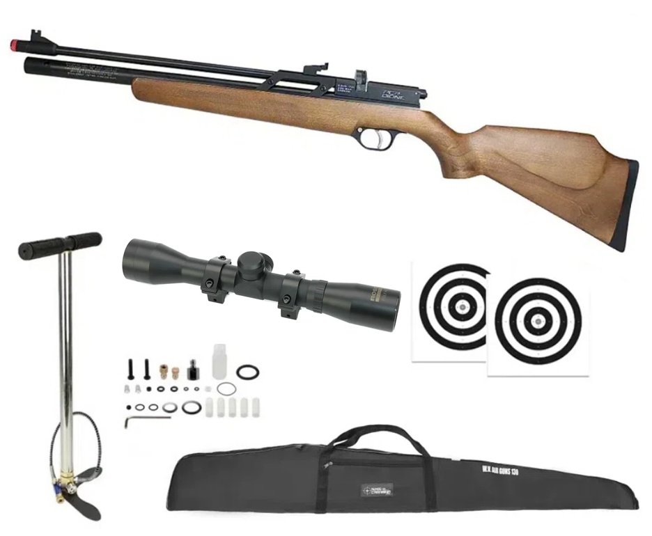 Carabina de Pressão PCP Rossi Dione VR madeira 5,5mm - Rossi + Bomba + Capa + Luneta 4x32 + Alvos