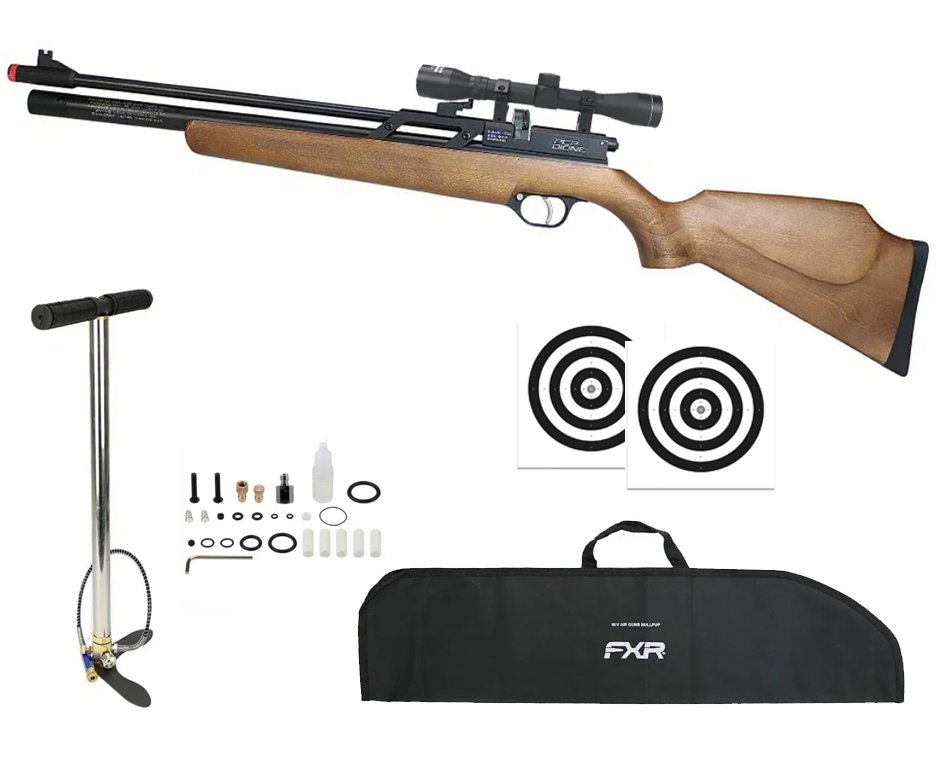Carabina de Pressão PCP Rossi Dione VR madeira 5,5mm - Rossi + Bomba + Capa + Luneta 4x32 + Alvos