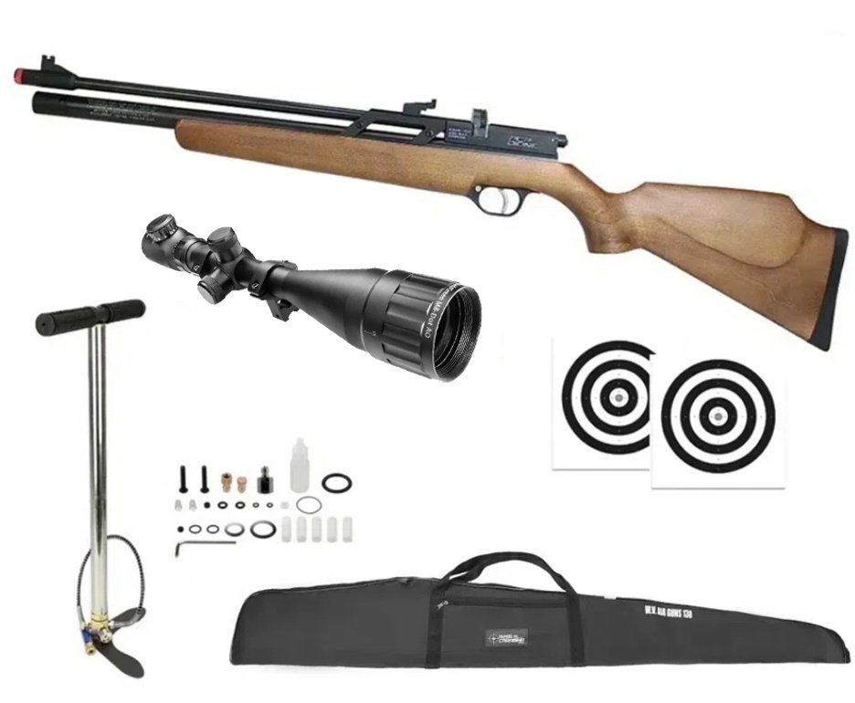Carabina de Pressão PCP Rossi Dione VR madeira 5,5mm - Rossi + Bomba + Capa + Luneta 6-24x50 + Alvos