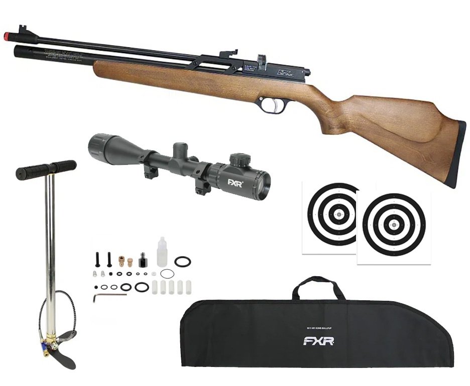 Carabina de Pressão PCP Rossi Dione VR madeira 5,5mm - Rossi + Bomba + Capa + Luneta 4-16x50 + Alvos