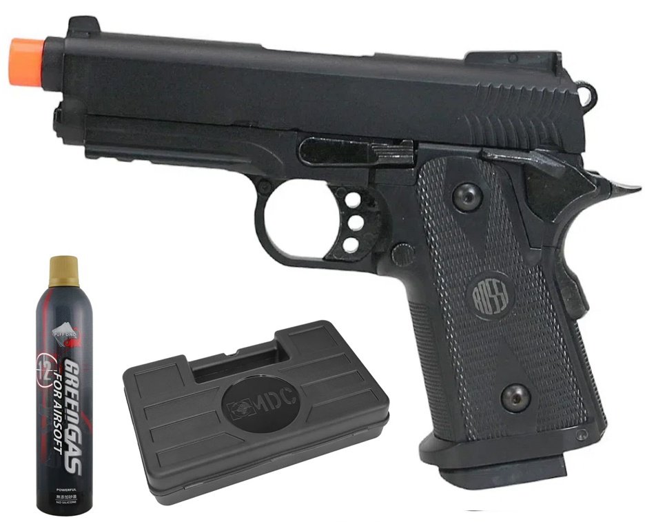 Pistola de Airsoft Gás GBB Hi-Capa Short Blowback 6.0mm - Rossi + GBB + Case