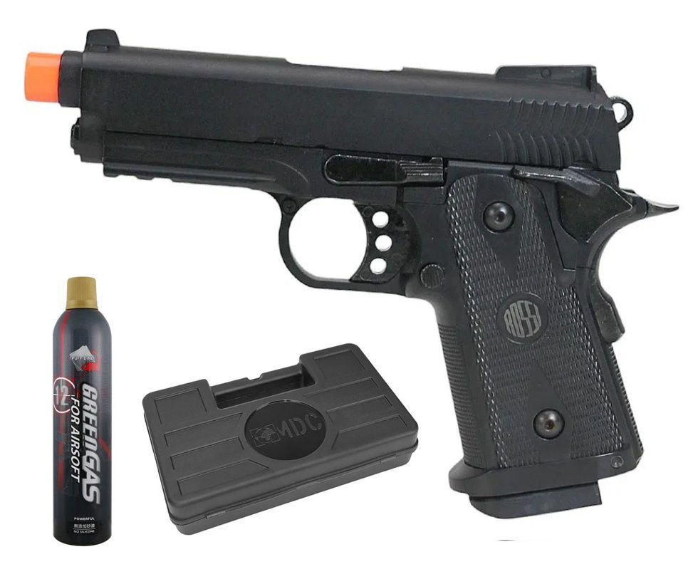 Pistola de Airsoft Gás GBB Hi-Capa Short Blowback 6.0mm - Rossi + GBB + Case