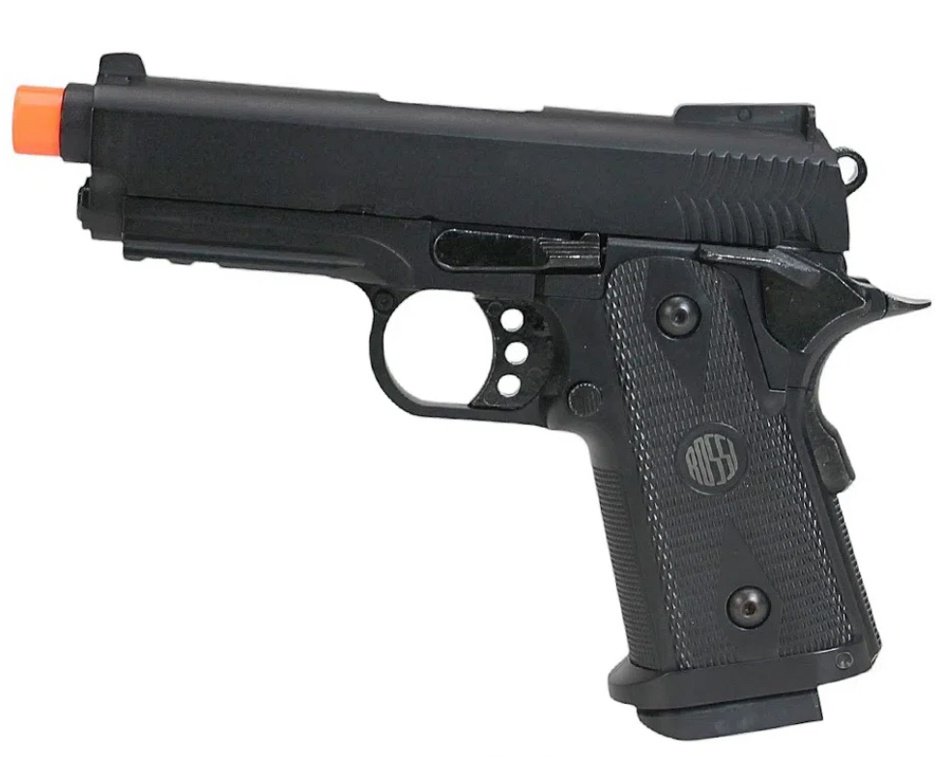 Pistola de Airsoft Gás GBB Hi-Capa Short Blowback 6.0mm - Rossi + GBB + Case + BBS + Alvos + Laser + Kamuff