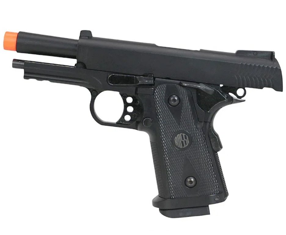 Pistola de Airsoft Gás GBB Hi-Capa Short Blowback 6.0mm - Rossi + GBB + Case + BBS + Alvos + Laser + Kamuff