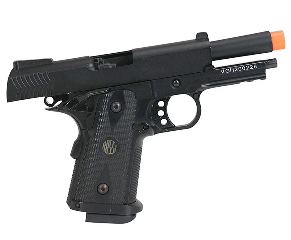Pistola de Airsoft Gás GBB Hi-Capa Short Blowback 6.0mm - Rossi + GBB + Case + BBS + Alvos + Laser + Kamuff