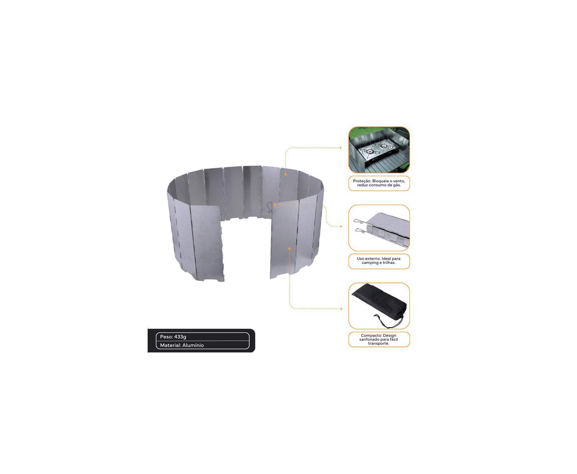 Escudo para Fogareiro G NTK Proteção Contra o Vento