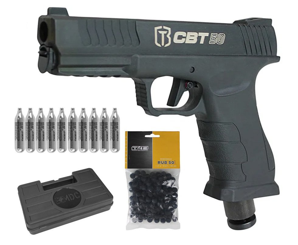 Pistola Home Defense CO2 CBT-50 Cal .50 HDP LDL - Combat + Co2 + Esferas de Borracha + Case