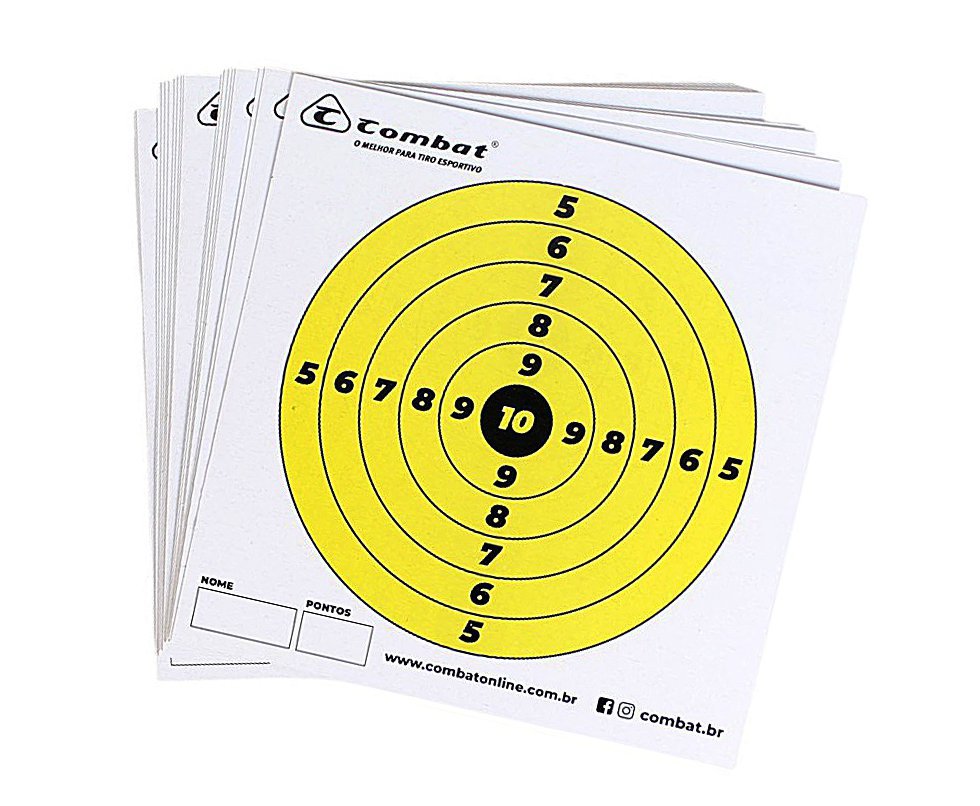 Alvo de Papel Colorido 14x14cm - Kit com 20 Unidades - Combat