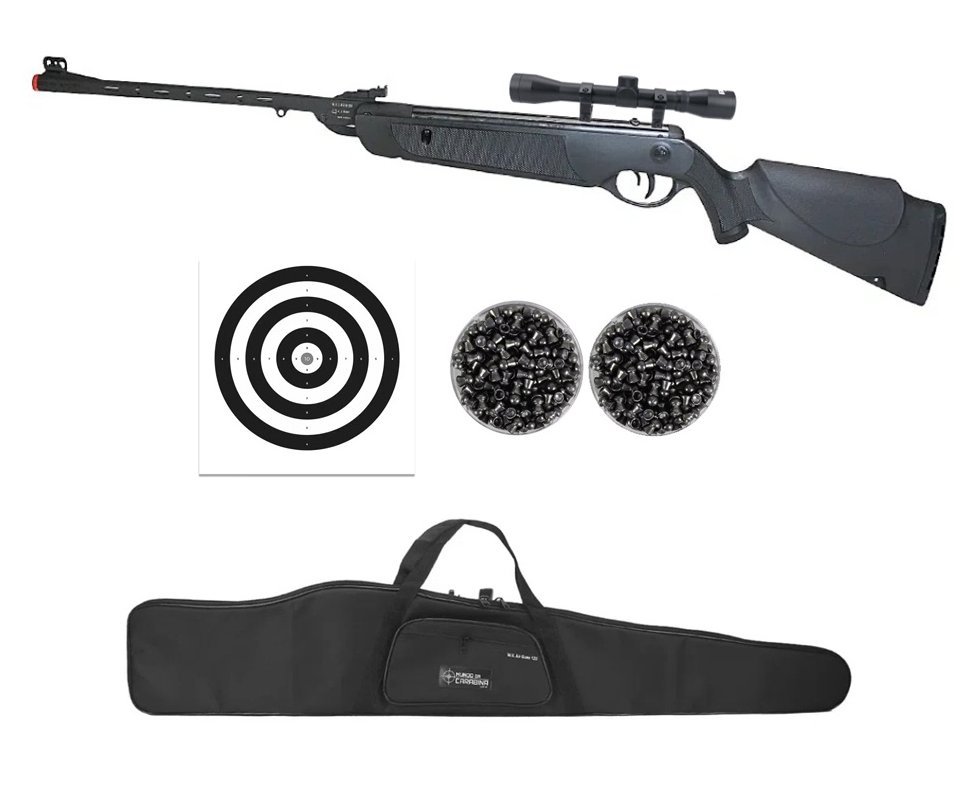 Carabina de Pressão Rossi Dione Sport MH 4,5mm - Rossi + Luneta 4x32 + Capa + Chumbo + Alvos