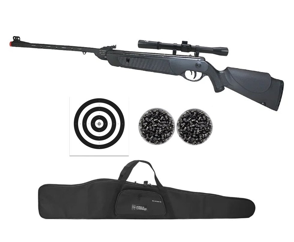 Carabina de Pressão Rossi Dione Sport MH 4,5mm - Rossi + Luneta 4x20 + Capa + Chumbo + Alvos