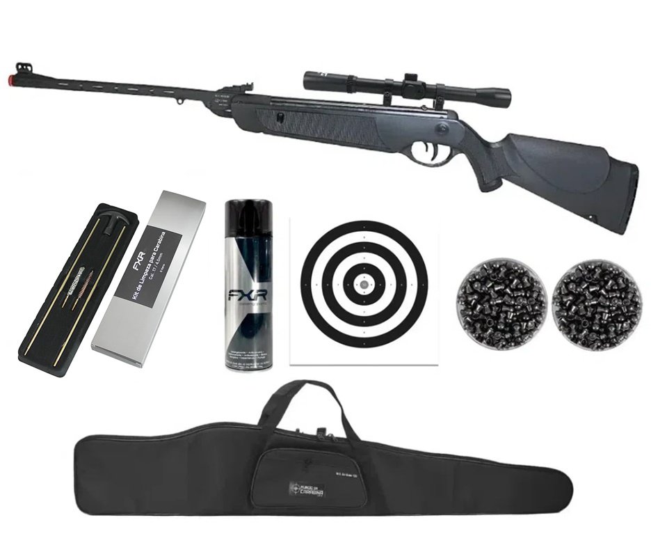 Carabina de Pressão Rossi Dione Sport MH 4,5mm - Rossi + Luneta 4x20 + Capa + Chumbo + Alvos + Kit Limpeza + Desengripante / Anticorrosivo
