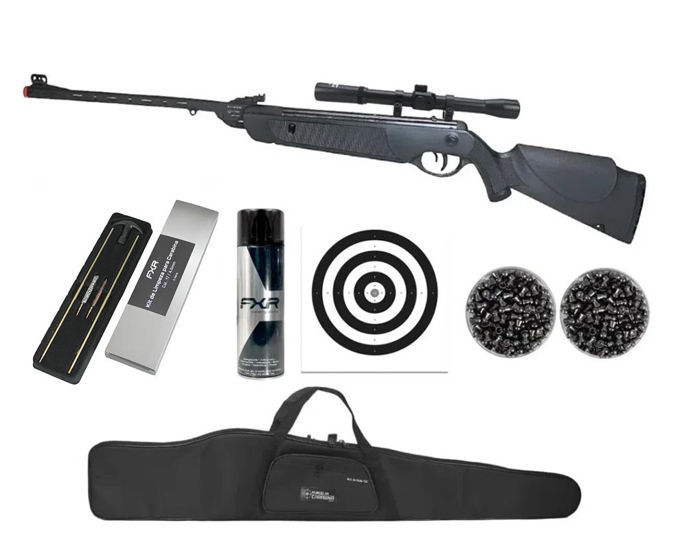 Carabina de Pressão Rossi Dione Sport MH 4,5mm - Rossi + Luneta 4x20 + Capa + Chumbo + Alvos + Kit Limpeza + Desengripante / Anticorrosivo