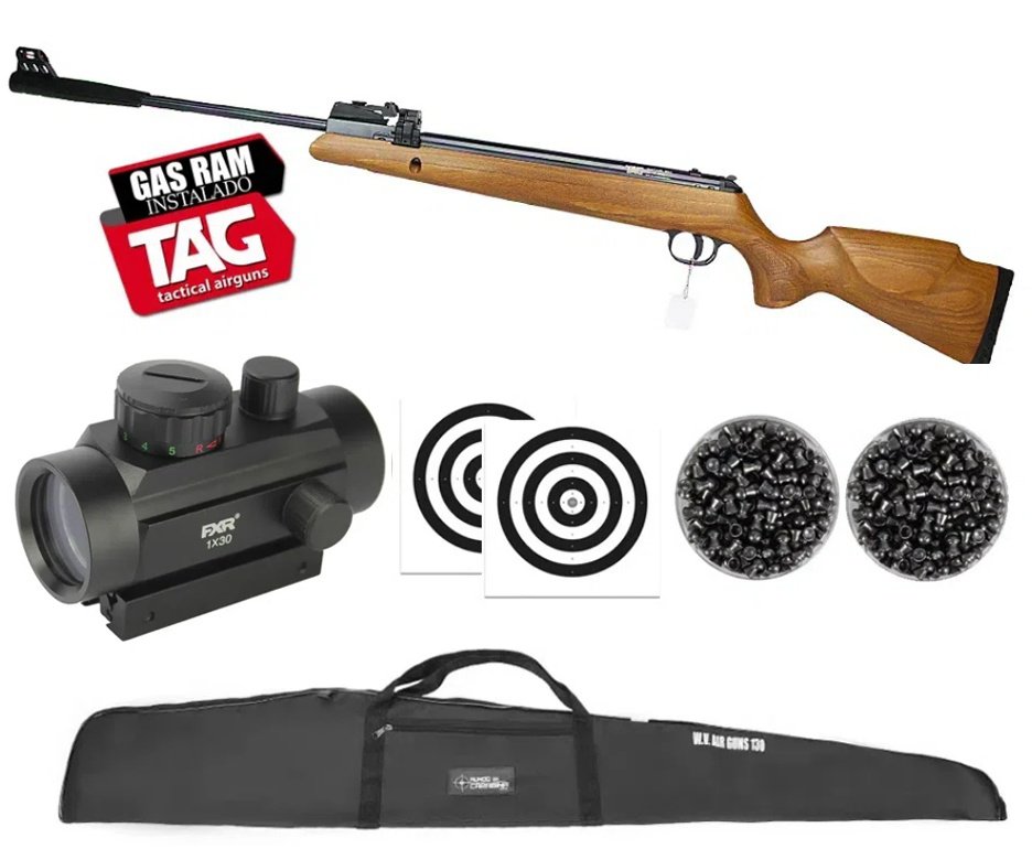 Carabina de Pressão Montana Mag Nitro 12 Tiros 5,5mm - SPA Tag + Red Dot 1x30 + Capa + Chumbo + Alvos