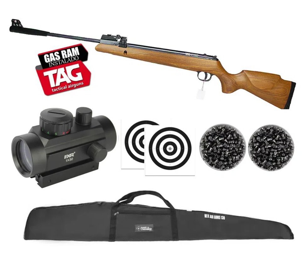 Carabina de Pressão Montana Mag Nitro 12 Tiros 5,5mm - SPA Tag + Red Dot 1x30 + Capa + Chumbo + Alvos