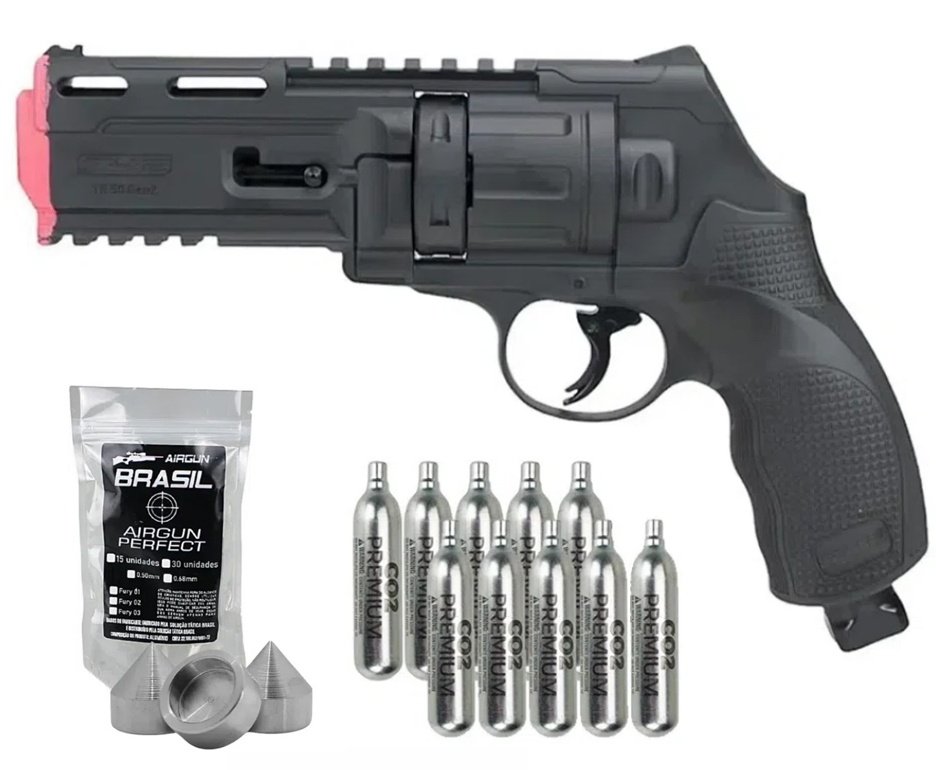 Revólver de Pressão CO2 HDR T4F .50 GEN2 Defense Umarex LTL + Munição Strike Fury + Co2
