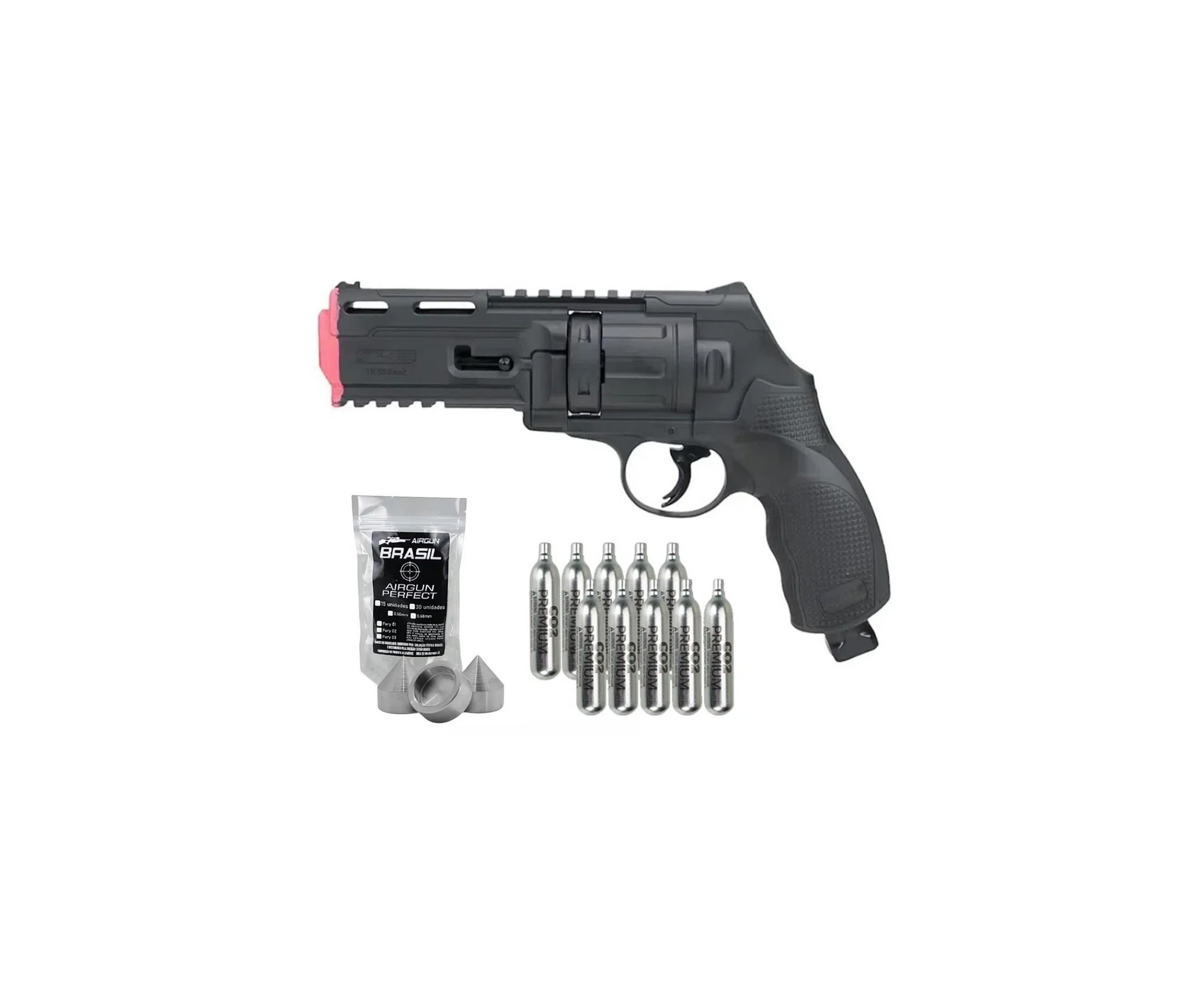 Revólver de Pressão CO2 HDR T4F .50 GEN2 Defense Umarex LTL + Munição Strike Fury + Co2