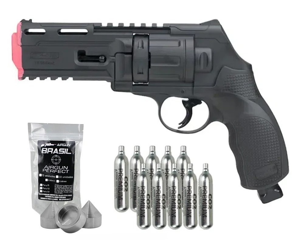 Revólver de Pressão CO2 HDR T4F .50 GEN2 Defense Umarex LTL + Munição Strike Fury + Co2