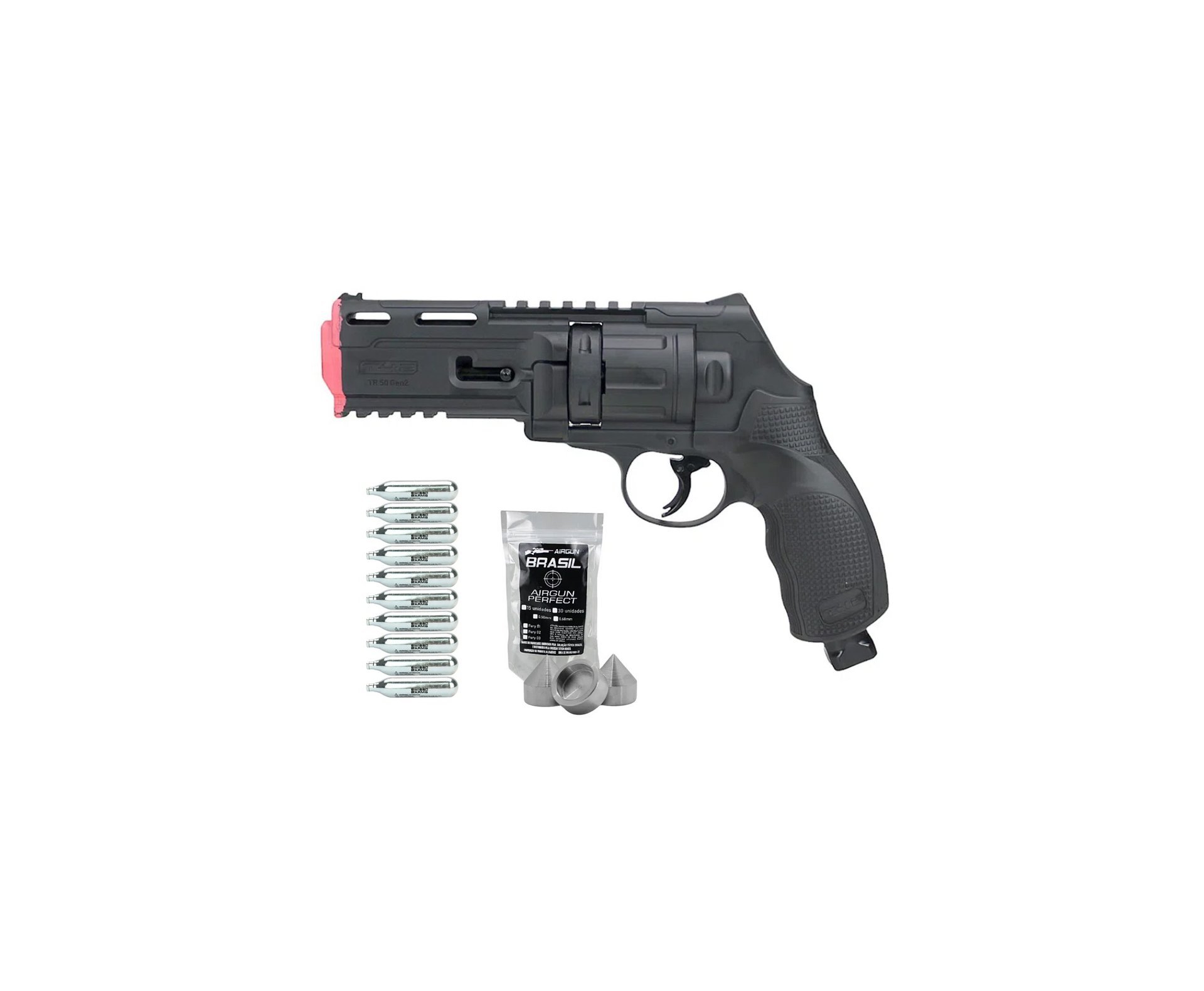 Revólver de Pressão CO2 HDR T4F .50 GEN2 Defense Umarex LTL + Munição Strike Fury + Co2