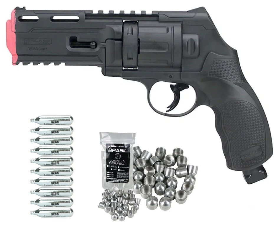Revólver de Pressão CO2 HDR T4F .50 GEN2 Defense Umarex LTL + Munição Slug First Strike + Co2