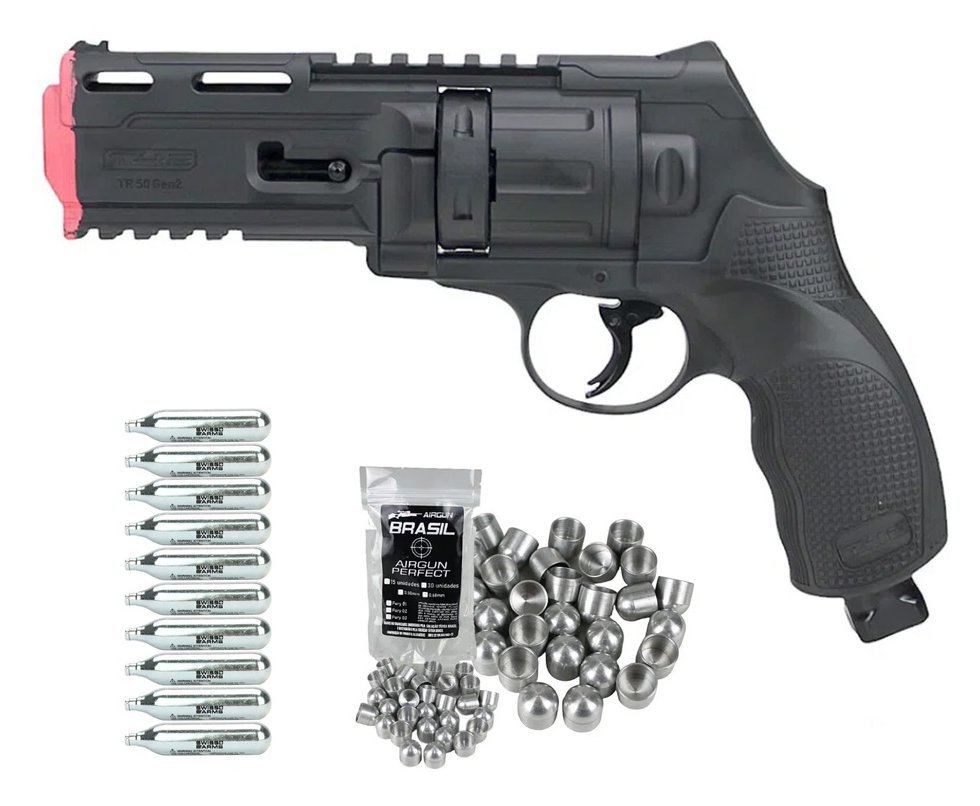 Revólver de Pressão CO2 HDR T4F .50 GEN2 Defense Umarex LTL + Munição Slug First Strike + Co2