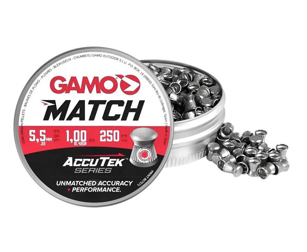 Chumbinho Gamo Match Accu Tek Series 5,5mm 15,42gr - 250un