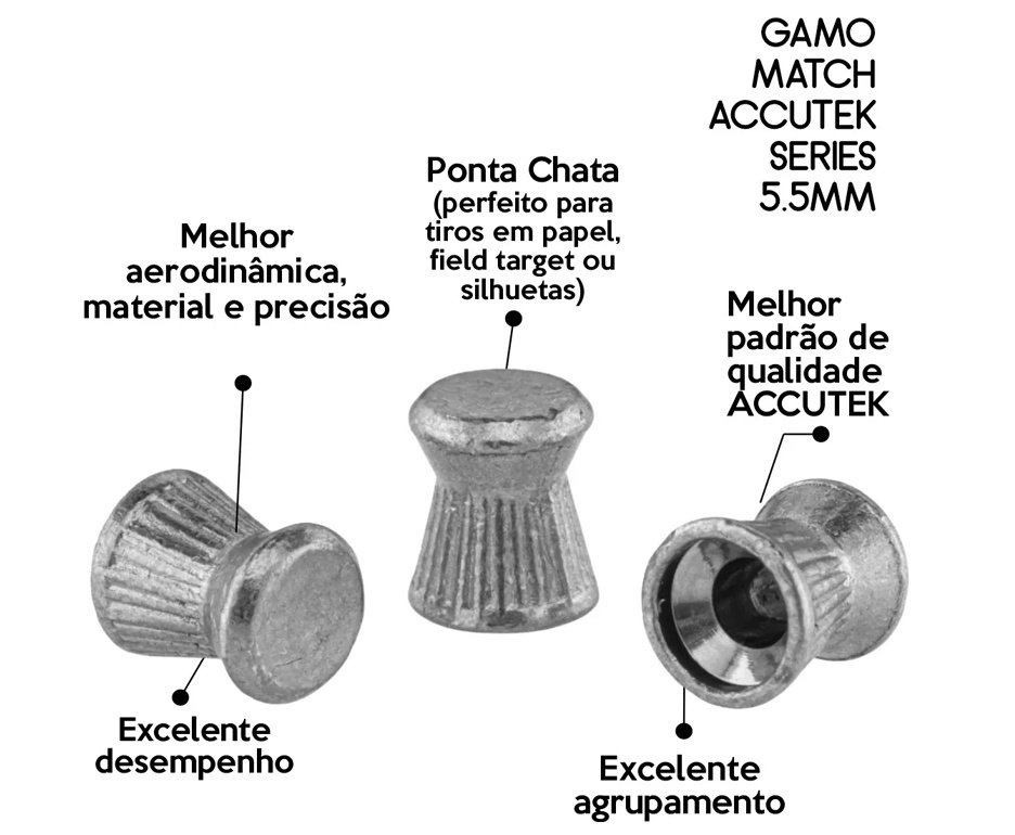 Chumbinho Gamo Match Accu Tek Series 5,5mm - 250un