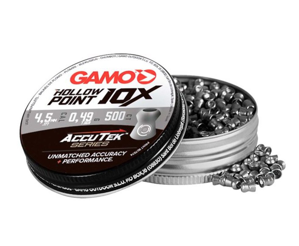Chumbinho Gamo Hollow Point 10X Accu Tek Series 4,5mm 7,5gr - 500un