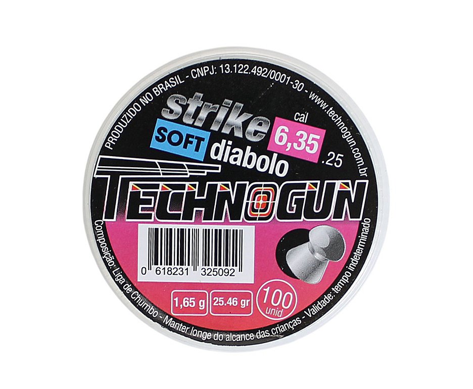 Chumbinho  Technogun Strike Diabolo Soft 6,35 C/ 100 uni.