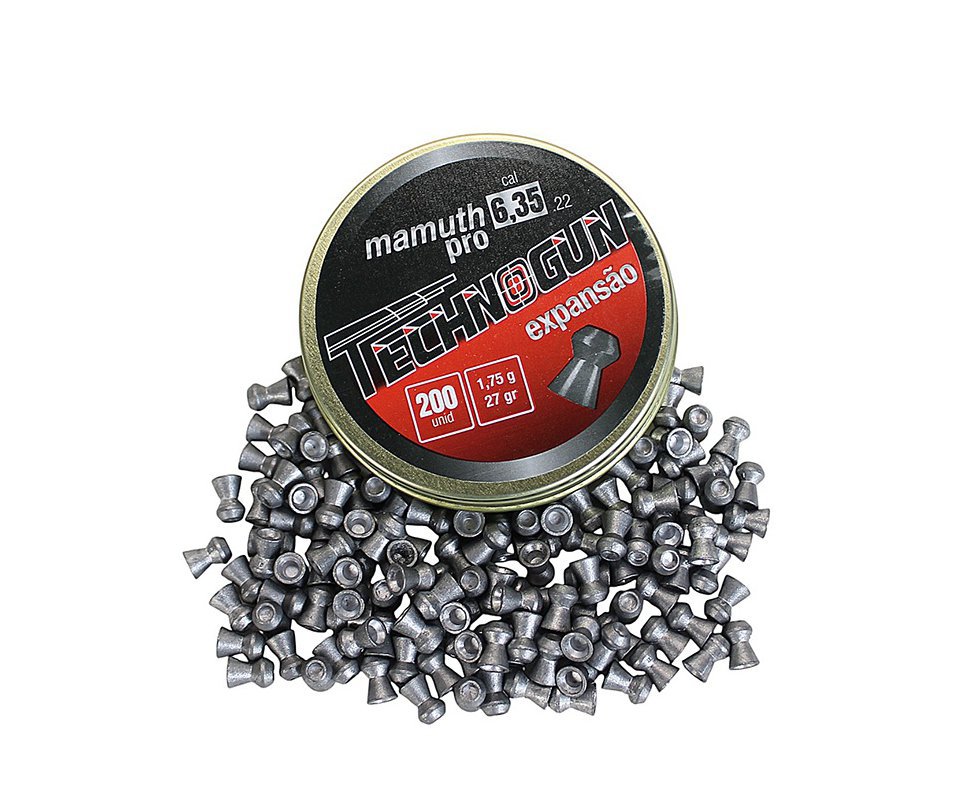 Chumbinho Technogun Mamuth Pro 6.35mm 1,75g 27gr 200un - Alto poder de parada