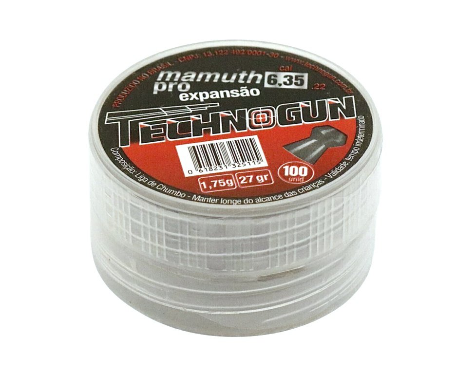 Chumbinho Technogun Mamuth Pro 6.35mm 1,75g 27gr 100un - Alto poder de parada