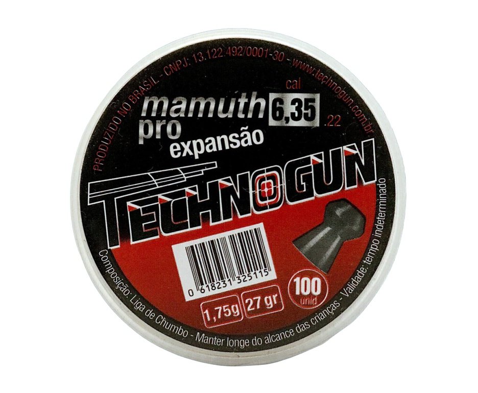 Chumbinho Technogun Mamuth Pro 6.35mm 1,75g 27gr 100un - Alto poder de parada