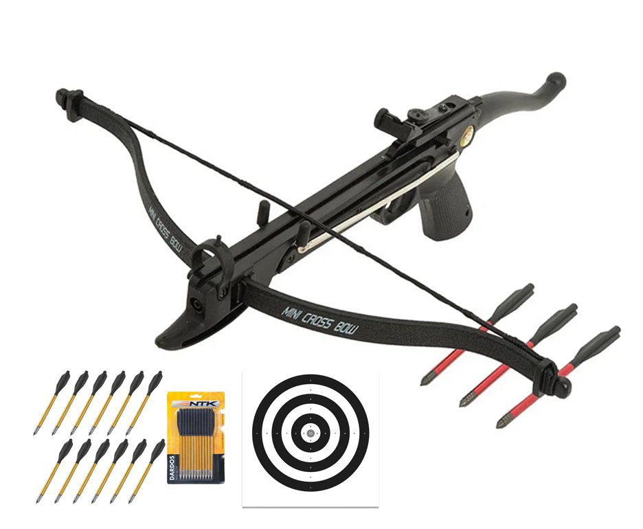 Besta / Balestra Recurvo 80lbs Mk-80A4PL Man Kung + Kit 12 Setas de Alumínio + Alvos