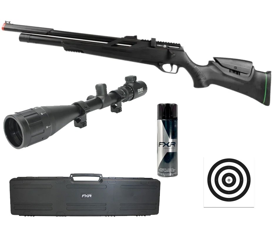 Carabina Pressão PCP Rossi T-REX 6.35mm Big Bore - Rossi + Luneta 6-24x50 + Case + Alvos + Desengripante / Anticorrosivo