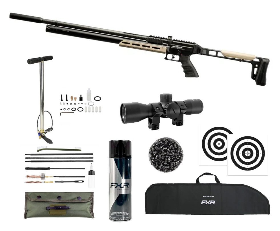 Carabina PCP Artemis AP1000 Nomad 5,5mm - FXR Artemis + Luneta 4x32 + Bomba + Capa + Chumbo + Alvos + Kit Limpeza + Desengripante / Anticorrosivo