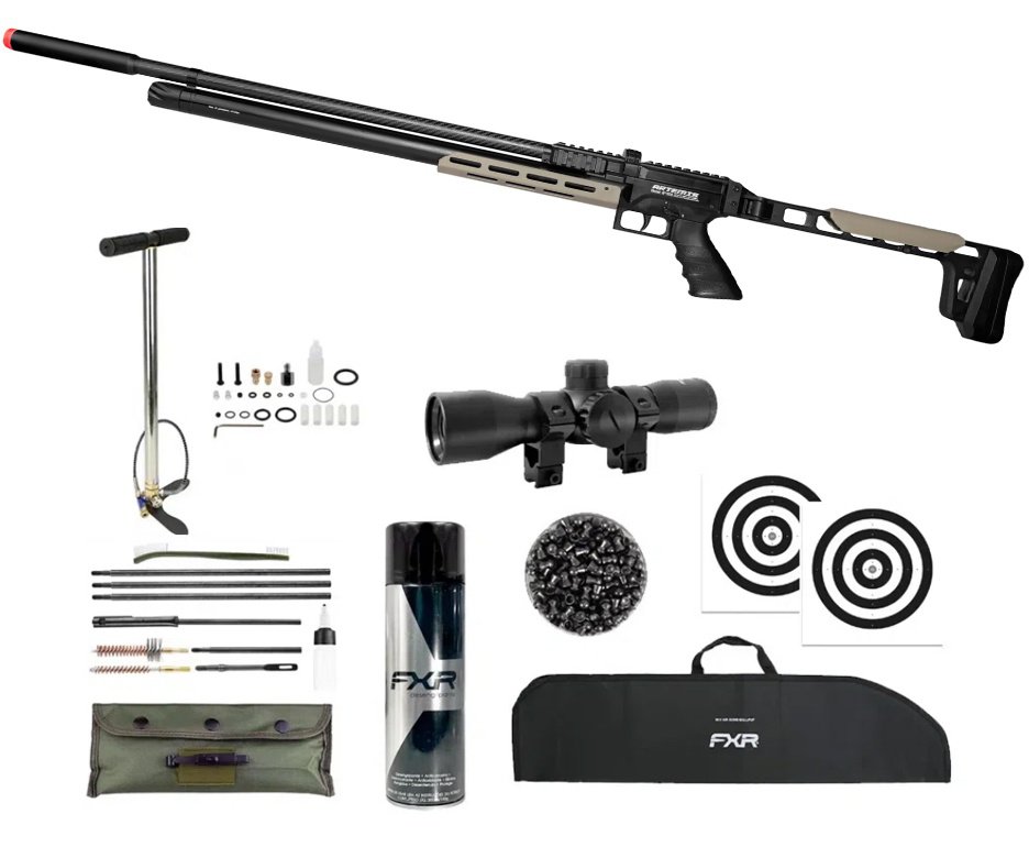 Carabina PCP Artemis Nomad AP1000 5,5mm - FXR Artemis + Luneta 4x32 + Bomba + Capa + Chumbo + Alvos + Kit Limpeza + Desengripante / Anticorrosivo