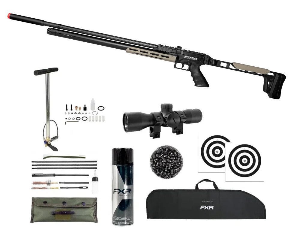 Carabina PCP Artemis Nomad AP1000 5,5mm - FXR Artemis + Luneta 4x32 + Bomba + Capa + Chumbo + Alvos + Kit Limpeza + Desengripante / Anticorrosivo