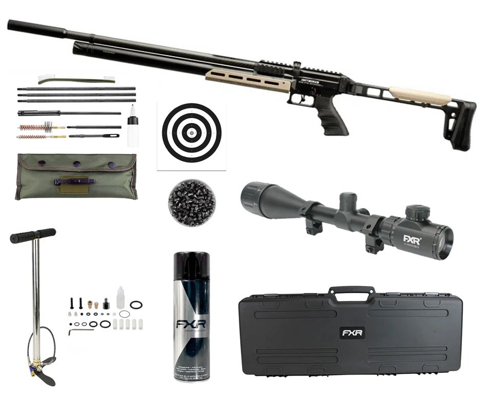 Carabina PCP Artemis AP1000 Nomad 5,5mm - FXR Artemis + Luneta 6-24x50 + Bomba + Case + Chumbo + Alvos + Kit Limpeza + Desengripante / Anticorrosivo